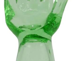 573 - Green Glass Hand Ring Holder 8"