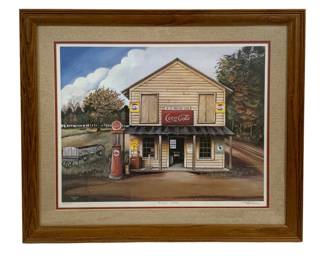 6506 - Framed Print "Priddy's Store" signed & numbered (Description): #30/1000 27 x 23
