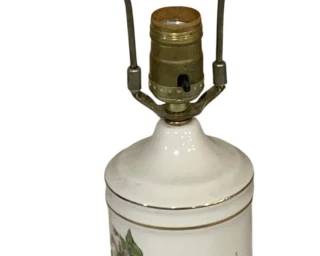 5004 - Vintage Floral Porcelain Table Lamp - 18" Tall (Description): Used as is electric/electronic/mechanical item. No guarantee all components, untested.