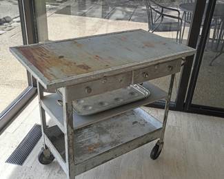 Industrial cart, wood and metal