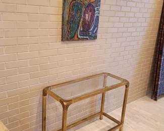 Brass with glass table