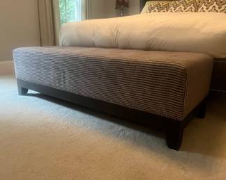 Upholstered Storage Bench with Geometric Pattern