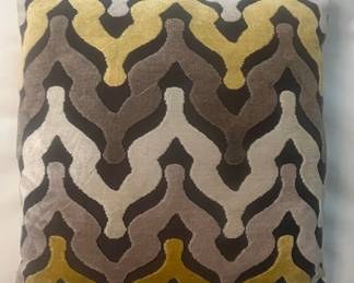 Brookhaven Arrow Geometric Velvet Mustard Yellow Gray Cream Throw Pillow