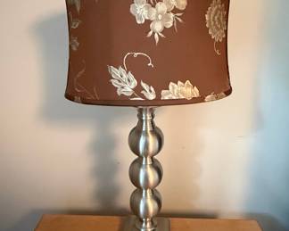 Brushed Nickel Table Lamp with Floral Fabric Shade