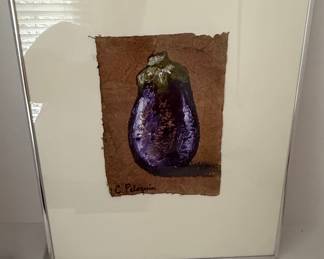 Framed Eggplant Painting by C. Peloquin