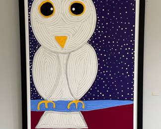 Textured White Owl Art