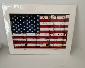 American Flag on Rusted Metal Photographic Print by Melissa Lyons