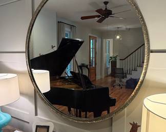 CB2 Bronx Nickel Cast Aluminum Round Wall Mirror