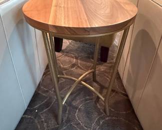 Charleston Forge Round Wood Top Side Table with Gold Metal X-Base