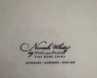 Fitz and Floyd Nevaeh White Fine Bone China Dinner Plate