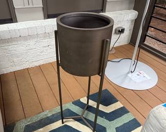 Crate & Barrel Dundee Bronze Floor Planter with Stand