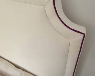 Upholstered Queen Headboard with Purple Piping