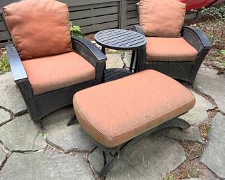 Wicker Patio Furniture Set with Ottoman and Side Table
