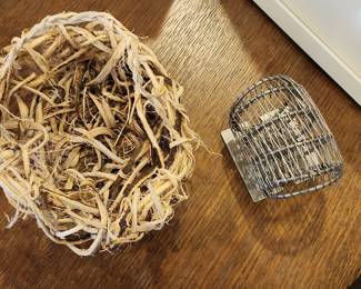 Woven Rope Basket and Wire Cloche Set