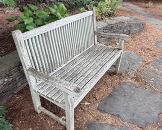 Weathered Teak Garden Bench