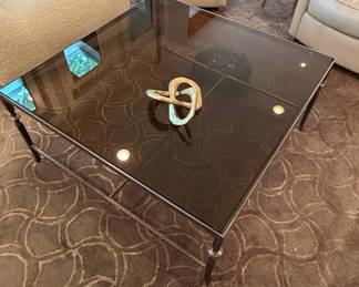 Maison Jansen Style Chrome and Smoked Glass Coffee Table