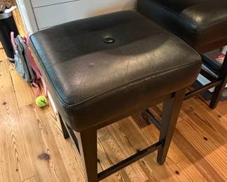 Black Faux Leather Square Tufted Counter Stools (Set of 2)