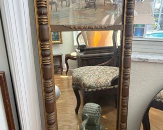 Antique Gilt Wood Trumeau Mirror with Figural Scene