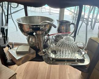 Glass Teapot and SilverPlated Serving Set