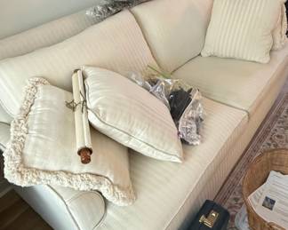 Cream Striped Sofa