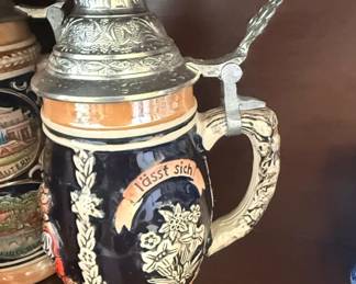 German Beer Stein with Pewter Lid