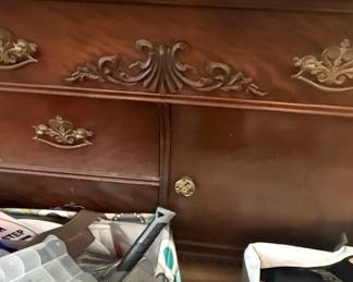 Antique Mahogany Dresser with Ornate Brass Hardware
