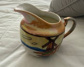HandPainted Lusterware Creamer with Dutch Scene  TT Company