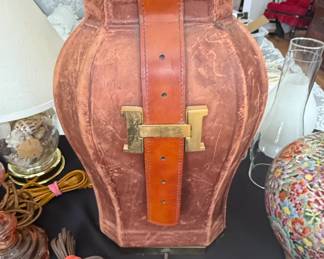 Herms Vintage Table Leather Lamp, s