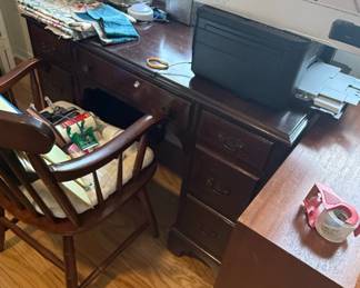 Vintage Mahogany Executive Desk with Matching Chair