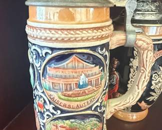 Vintage German Beer Stein with Pfalztheater Kaiserslautern and Heidelberg Scenes by Gerz