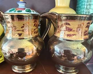 Copper Lustreware Pitcher Set