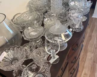 Victorian Pressed Glass Punch Bowl Set and Assorted Glassware