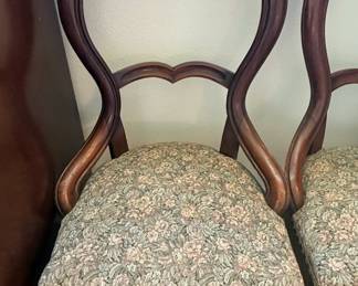 Victorian Balloon Back Walnut Side Chairs Set of 