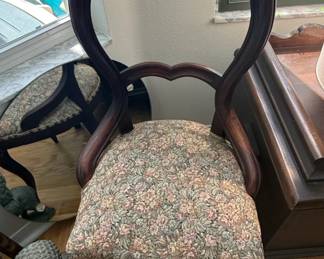 Victorian Balloon Back Armchair with Floral Upholstery
