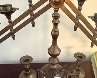 Vintage Brass Candelabra and Candlesticks