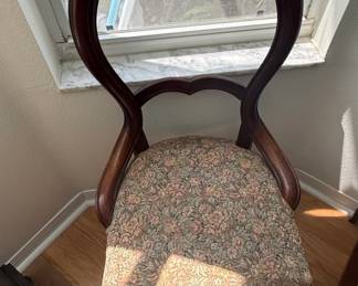 Victorian Balloon Back Walnut Side Chair with Floral Upholstery