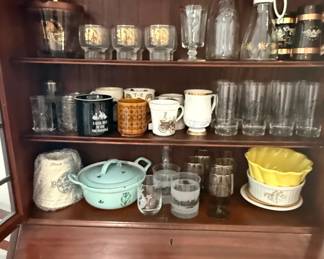Assorted Vintage Glassware and Ceramic Serving Pieces