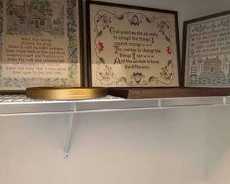 Framed Inspirational CrossStitch Samplers Set of   Bless This House, Serenity Prayer, Kitchen Theme