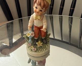Porcelain Figurine  Boy Watering Flowers