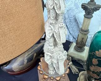 Design Toscano Hear No Evil, See No Evil, Speak No Evil Elephant Trio Lamp