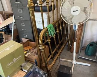 Vintage Brass Bed Frame with Turned Posts