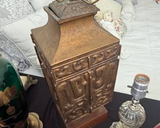 James Mont Style Vintage Mid Century Asian Bronze Table Lamp