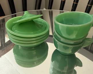 Akro Agate Jadeite Miniature Childs Tea Set Pieces