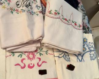 Vintage Linens Pillow cases, Crochet Doilies