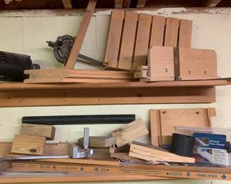 571 - 2 Shelf Lot of Wood & Wood Working Tools