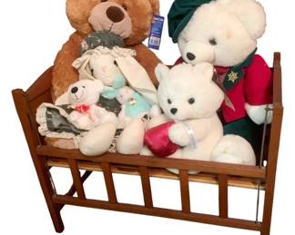 236 - Stuffed Animals w/ Crib - 19.25 x 16.75 x 3.5