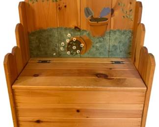 174 - Hand Painted Bench w/ Storage - 38 x 27 x 14