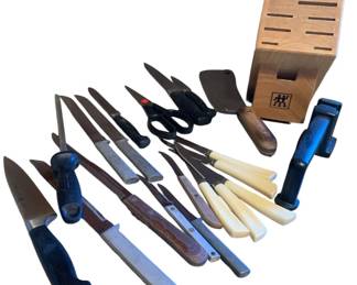 181 - Lot of Knives w/ Holder and Sharpener