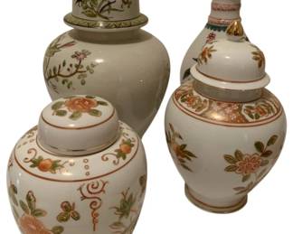 293 - 3 Hand Painted Ginger Jars and 1 Vase by Sadek