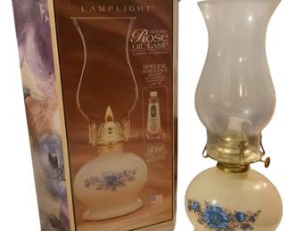 316 - Victoria Rose Oil Lamp - 15 Inches (Description): Used as is electric/electronic/mechanical item. No guarantee all components, untested.